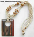 Beaded Necklaces with Wooden Pendant