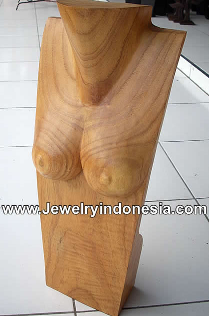 Wooden Bust Jewelry Holders Natural Bali Indonesia