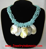 BEADS NECKLACE WITH PEARL SHELLS PENDANT BEADED NECKLACE COMPANY IN BALI