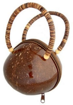 Coconut Shell Purse Hawaiian Style. Bali Coconut Bags Crafts