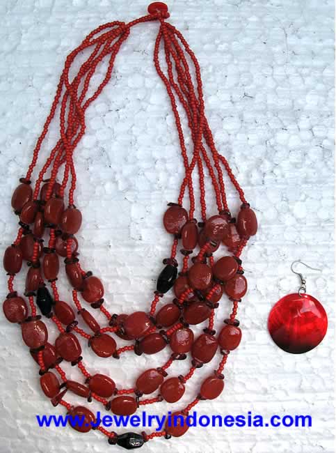 Recycled Glass Beads Necklace Earrings Sets