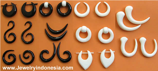 bone jewelry horn earrings bali indonesia 