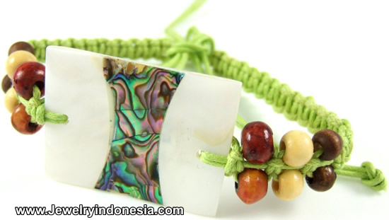 Handwoven Bracelet Resin Abalone Sea Shell