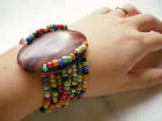 Glass Beads, Woods & Colorful Stones Choker