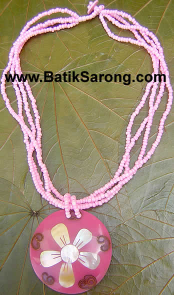 Beads and Resin Necklace with Mother Pearl Shell