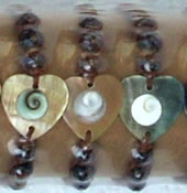 Leather Bracelets with MOP Shell and Shiva Eye Sea Shell