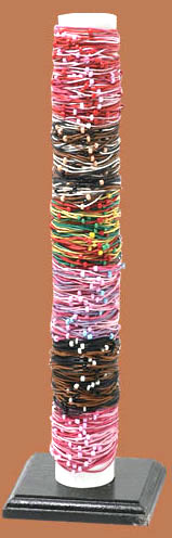 JiBRP35-4 Cotton bracelets from Bali. Friendship bracelets in wooden displays