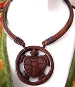 JiP24-8 Wood Turtle Pendant Necklaces Bali