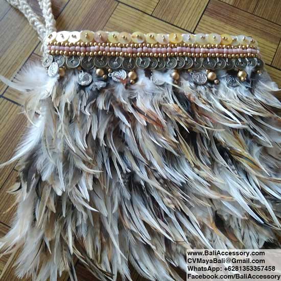 Cowry Sea Shells Feather Tribal Accessories Papua Necklaces Purse