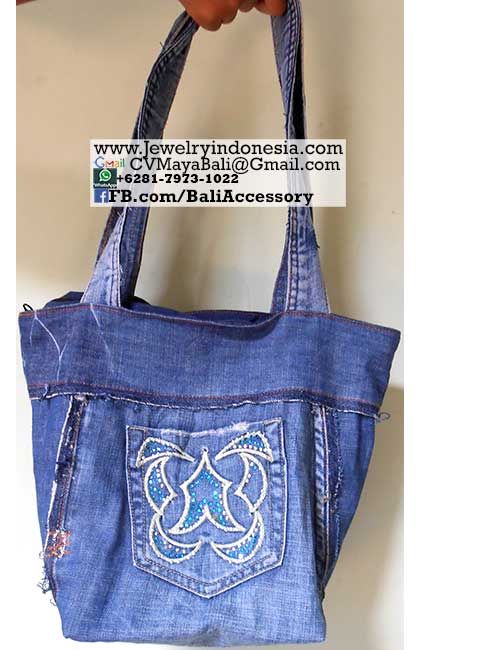Recycled Denim Blue Jeans Bags from Bali Indonesia