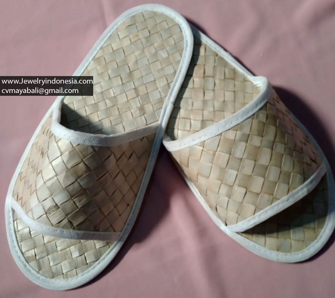 Natural organic straw jute seagrass pandanus hotel amenities sandals slippers footwear from Indonesia