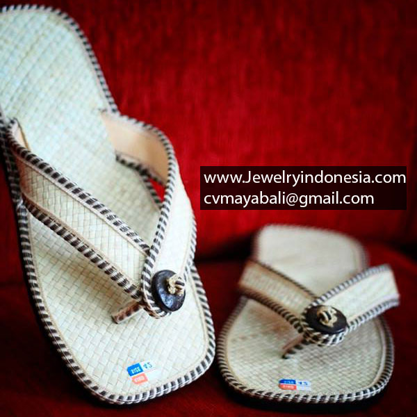 Natural organic straw jute seagrass pandanus hotel amenities sandals slippers footwear from Indonesia