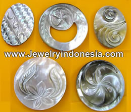 Carved MOP Shell Pendants Bali Indonesia