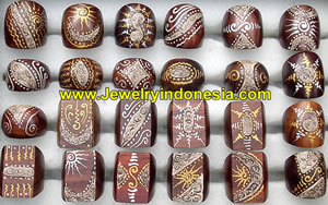 Wooden Rings Bali Indonesia Painted Wood Rings Fashion Accessories