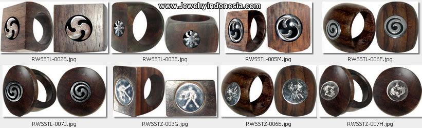 Wooden rings from Bali Indonesia fashion accessories. Costume jewelry rings from Bali
