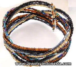 Silver Wire Bracelets Bangles with Beads Jewelry from Bali Indonesia