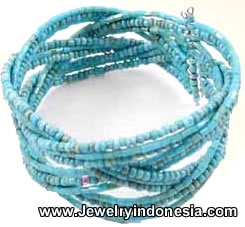 Silver Wire Bracelets Bangles with Beads