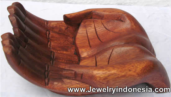 Name card holders in wood Carved wood hand from Bali Indonesia